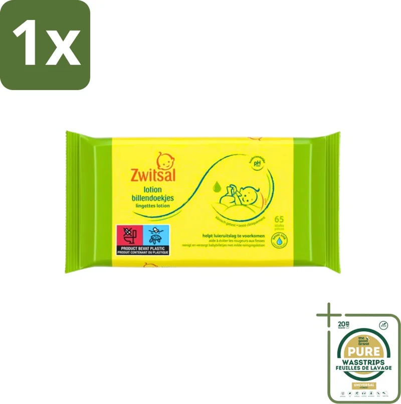 1 x Zwitsal - Babyverzorging - Billendoekjes Lotion - Voor de Gevoelige Babyhuid - 65 Doekjes- Babyhuid Verzorging - Luieruitslag Voorkomen - Zwitsal Lotion - Billendoekjes Lotion - Zachte Babyhuid by Zwitsal – product photo