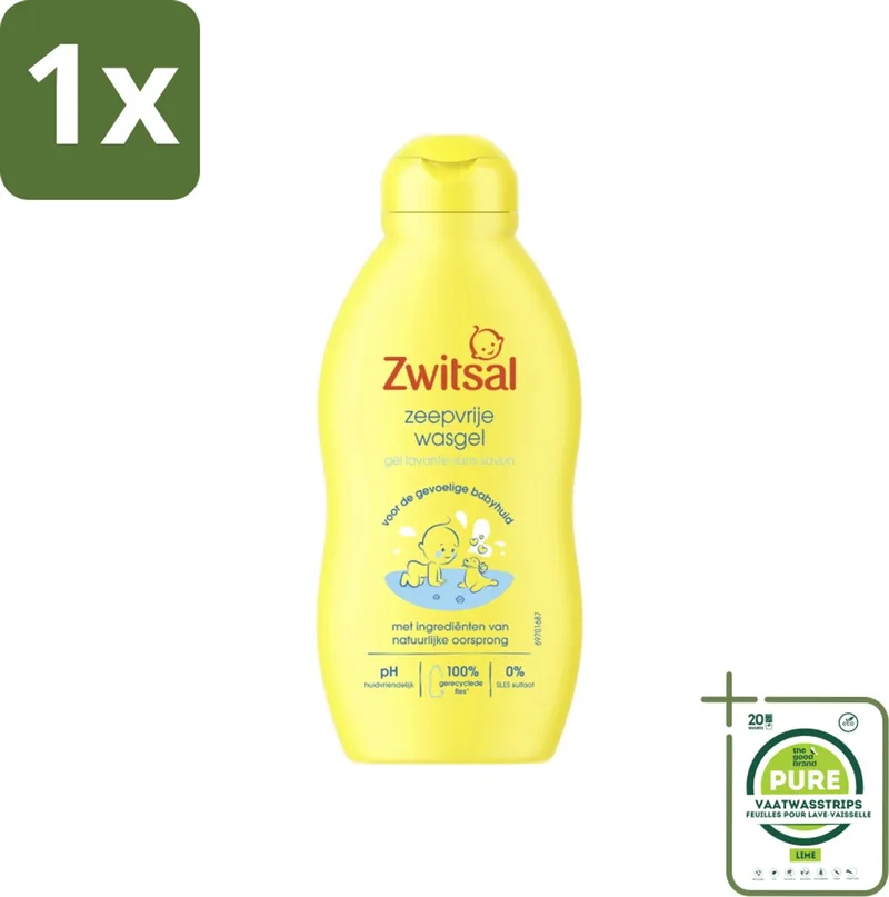 1 x Zwitsal - Babyverzorging - Zeepvrije Wasgel - Voor de Gevoelige Babyhuid - 200 ml - Babywasgel - Babyhuid - Gevoelige Babyhuid - Milde Reiniging - SLES-vrij by Zwitsal – product photo