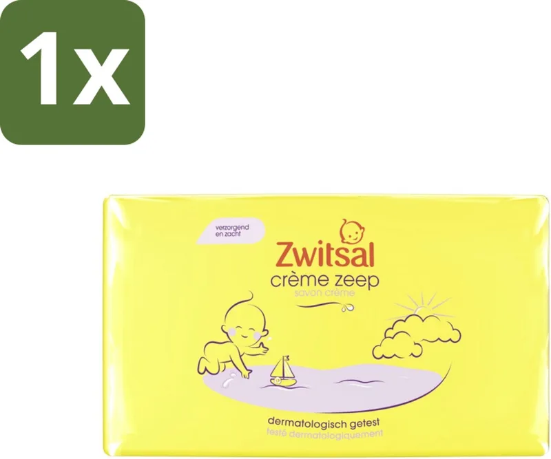 1 x Zwitsal - Crèmezeep - Voedend & Mild - 4 x 90 g - Crèmezeep Baby - Babyhuid Bescherming - Zwitsal Crèmezeep - Mild Reinigen Baby - Terugvettende Zeep de Zwitsal – photo produit