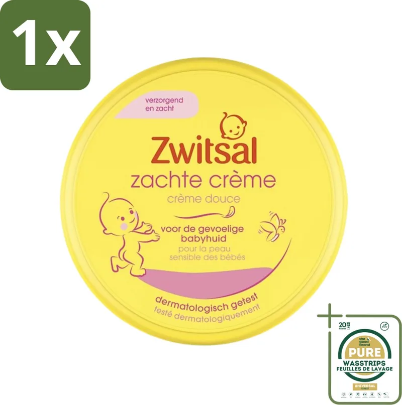 1 x Zwitsal - Zachte Crème - Babyverzorging - Huidvriendelijke pH - Hydraterend - 200 ml- Baby Crème - Babyhuid Verzorging - Hydraterende Crème - Vitamine E Crème - Huidvriendelijke Crème by Zwitsal – product photo