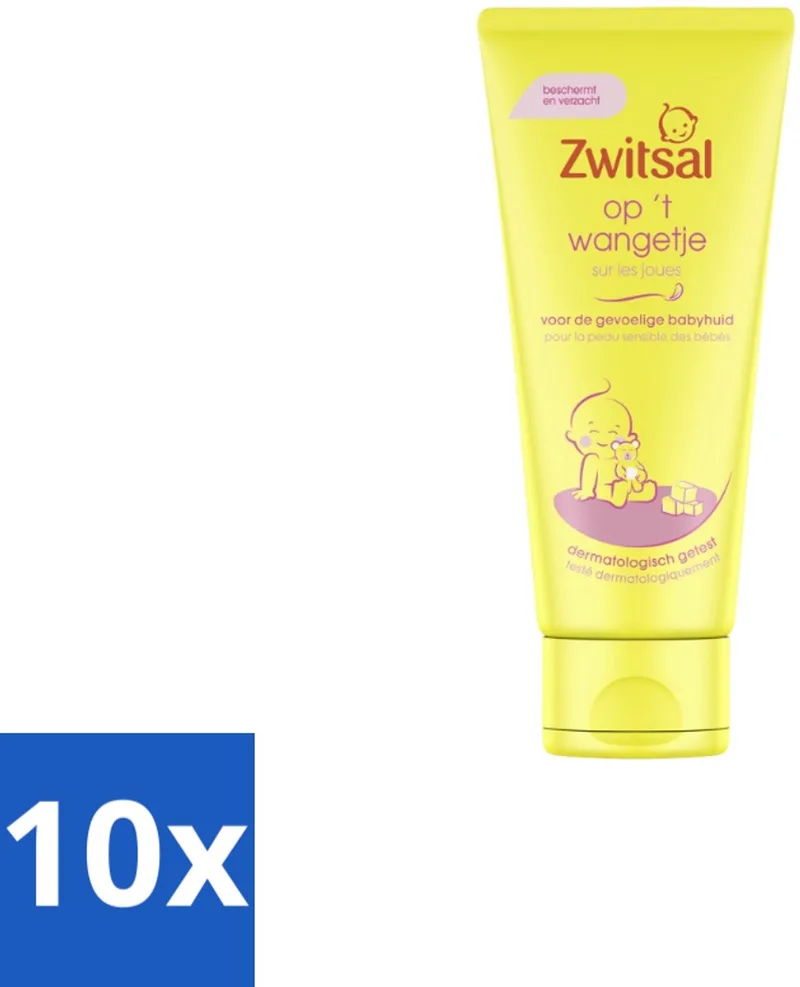 10 x Zwitsal Gezichtscrème Op 't Wangetje 100 ml - Baby Gezichtscreme - Babyhuid Bescherming - Baby Wangen Crème - Babyhuid Verzorging - Kamille Crème från Zwitsal – produktbild