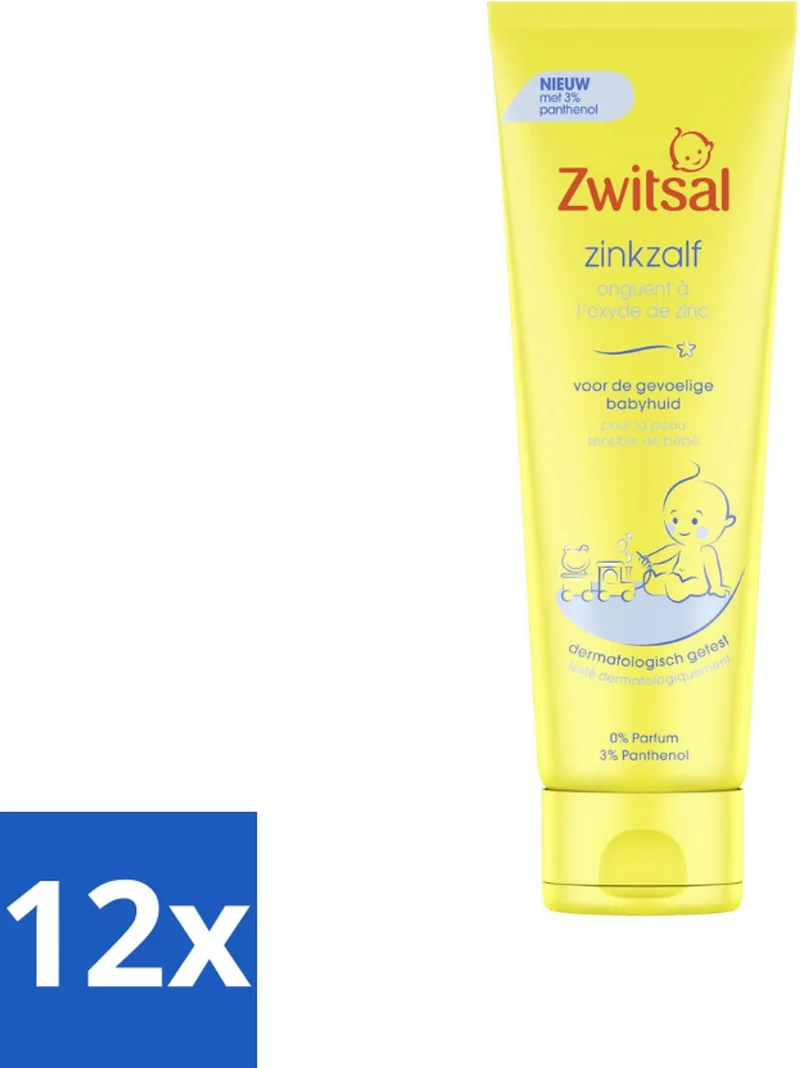 12 x Zwitsal 0% Parfum - Babyverzorging - Zinkzalf - Voor de Gevoelige Babyhuid - 100 ml - Babyhuid - Luieruitslag - Zinkzalf - Babyverzorging - Gevoelige Huid by Zwitsal – product photo