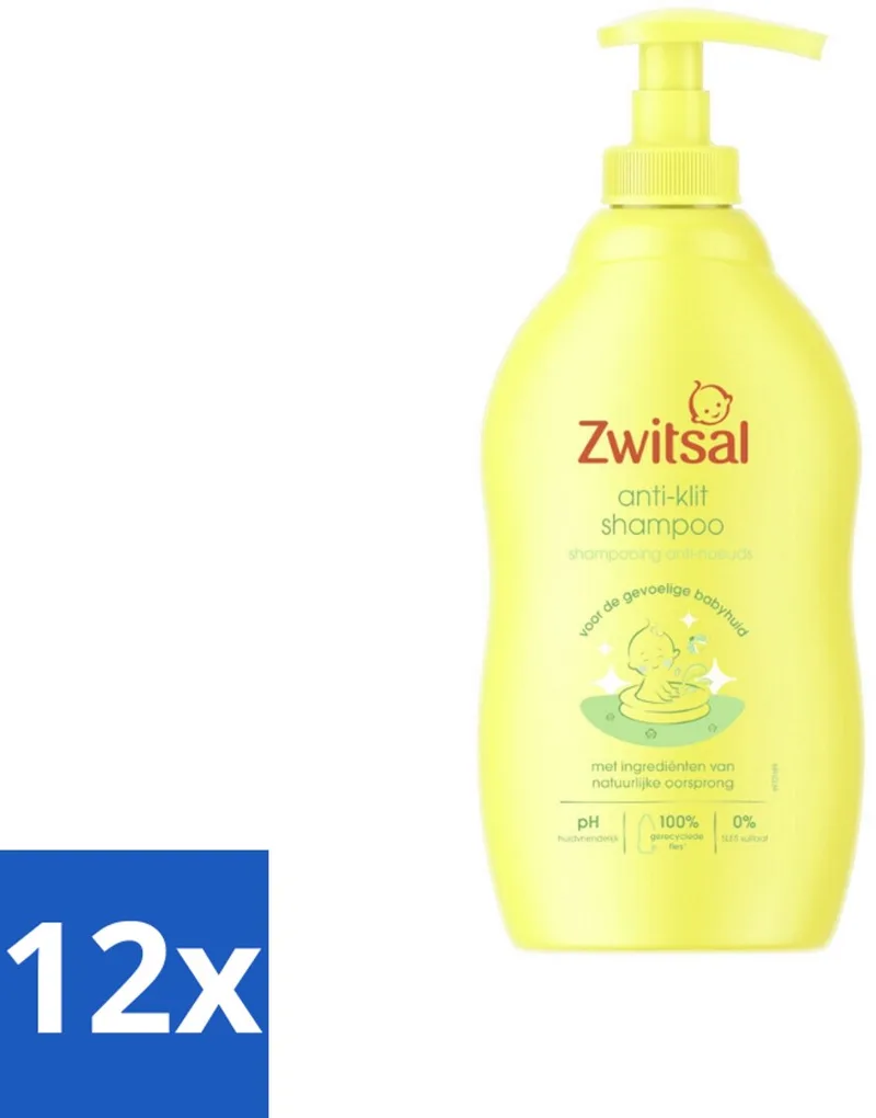 12 x Zwitsal - Anti-Klit Shampoo - Voor Makkelijk Doorkambaar Haar - 400 ml - Baby Shampoo - Anti-klit Shampoo by Zwitsal – product photo