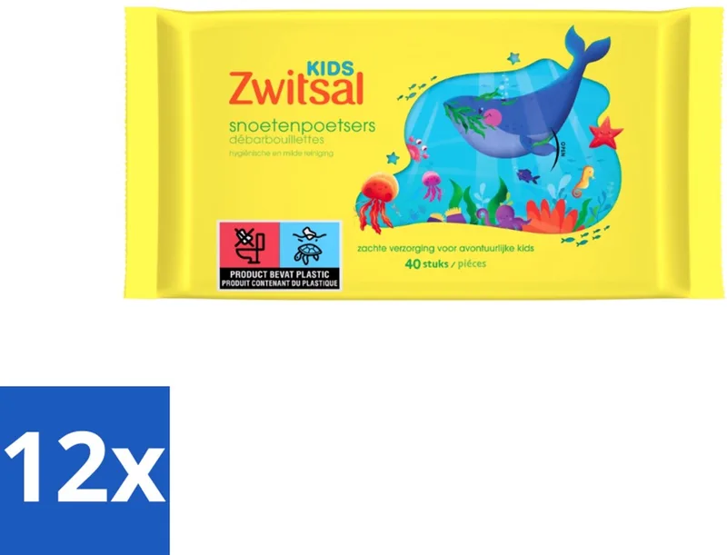 12 x Zwitsal Kids - Snoetenpoetsers - Voor Handjes en Snoetjes - 40 Doekjes by Zwitsal – product photo