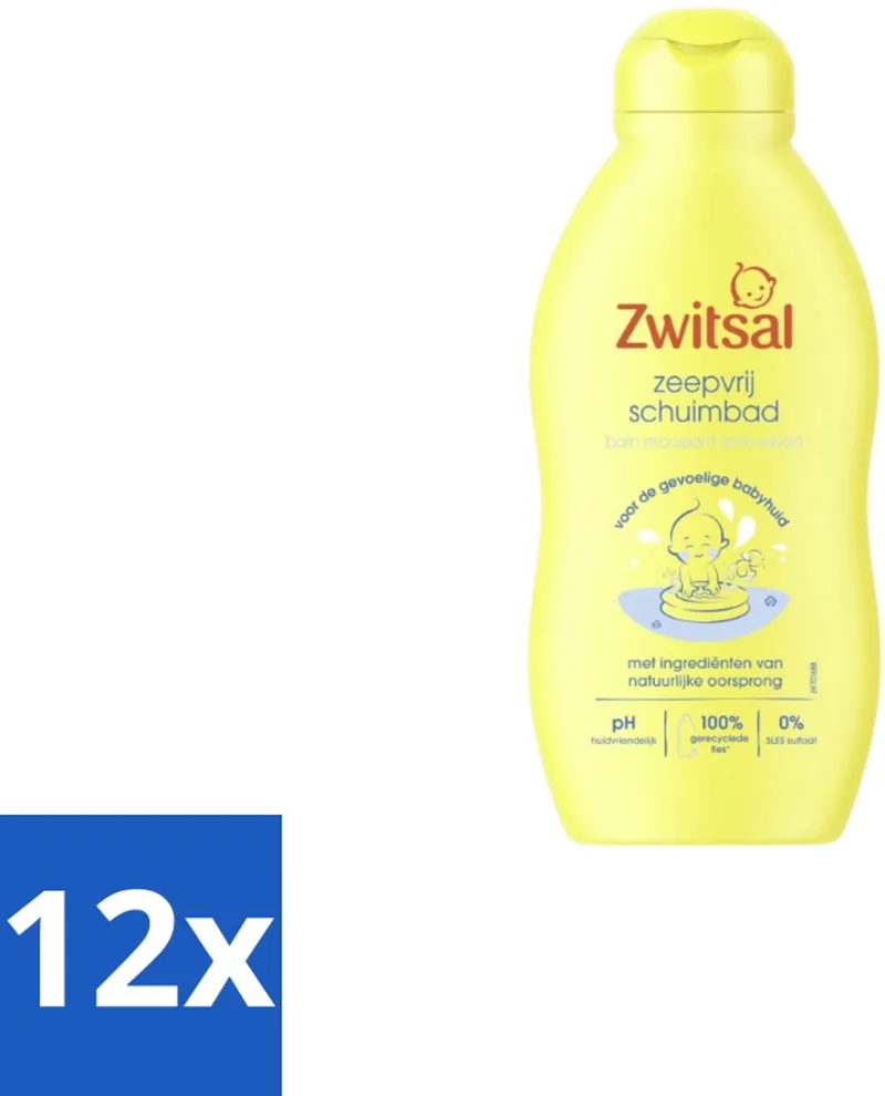 12 x Zwitsal – Schuimbad – Zeepvrij – 200 ml - Babybad - Zeepvrij Schuimbad - Babyhuid Verzorging - Zachte Bad - Huidbescherming by Zwitsal – product photo