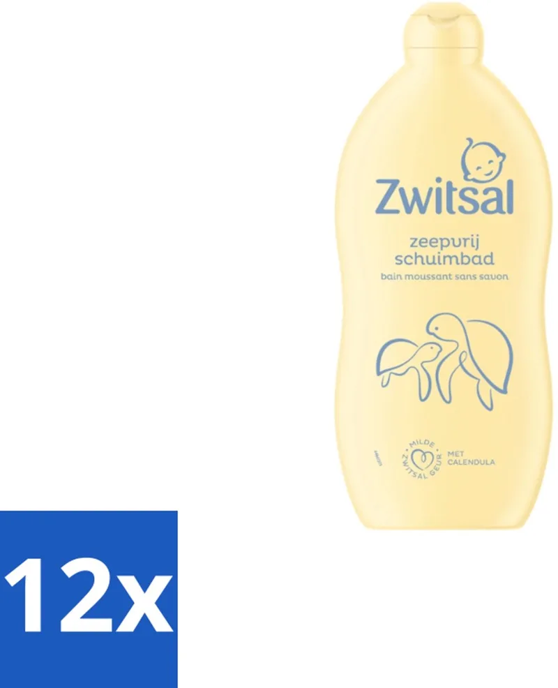 12 x Zwitsal – Schuimbad – Zeepvrij Baby – 700 ml - Babybad - Zeepvrij Schuimbad - Babyhuid Reinigen - Calendula - Anti-prik by Zwitsal – product photo
