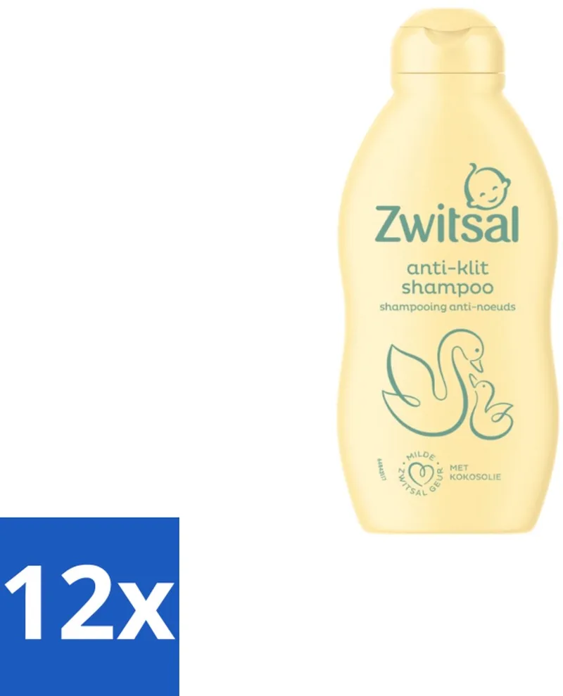 12 x Zwitsal Shampoo Anti-Klit 200 ml - Baby Haar Verzorging - Anti-klit Shampoo by Zwitsal – product photo