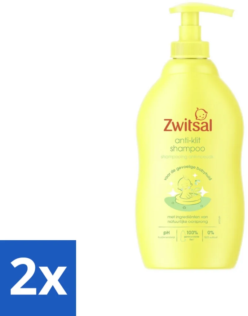 2 x Zwitsal - Anti-Klit Shampoo - Voor Makkelijk Doorkambaar Haar - 400 ml - Baby Shampoo - Anti-klit Shampoo by Zwitsal – product photo
