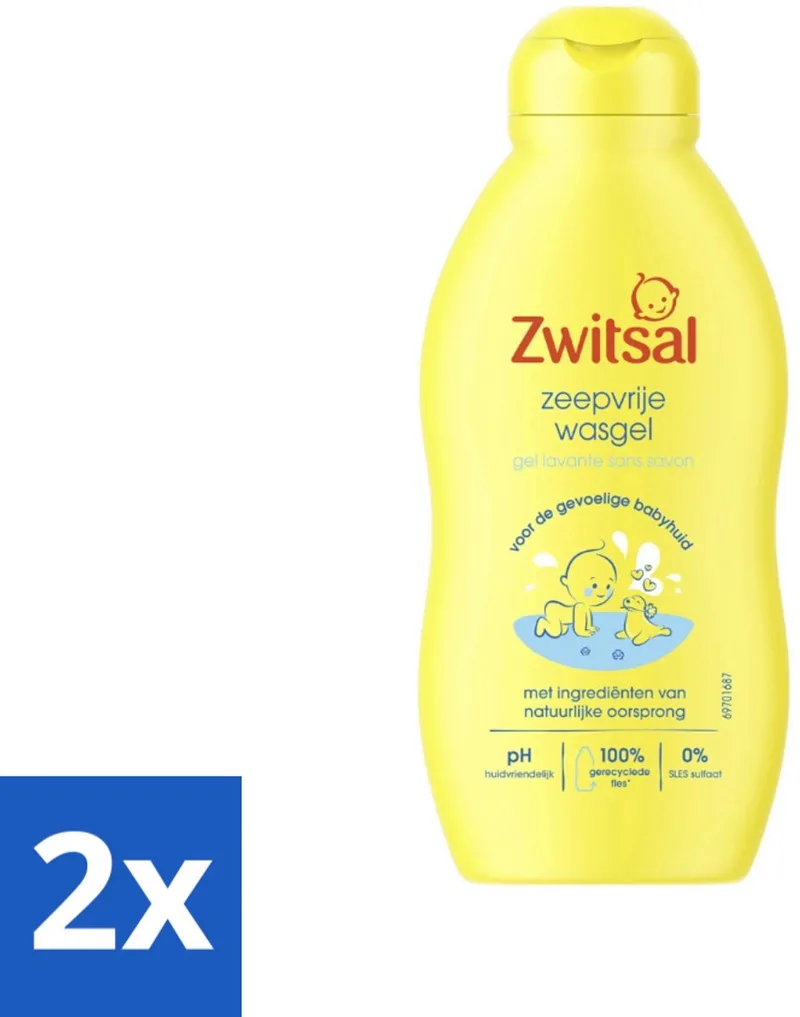 2 x Zwitsal - Babyverzorging - Zeepvrije Wasgel - Voor de Gevoelige Babyhuid - 200 ml - Babywasgel - Babyhuid - Gevoelige Babyhuid - Milde Reiniging - SLES-vrij by Zwitsal – product photo