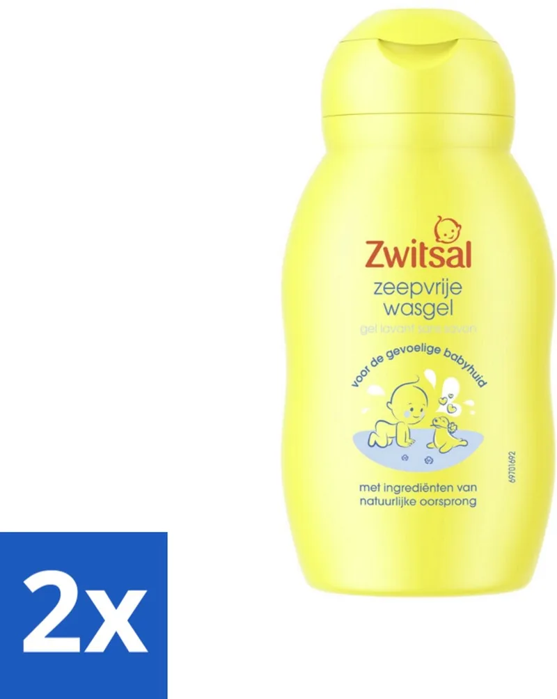 2 x Zwitsal - Wasgel Mini - Zeepvrij & Mild - 75 ml - Reisformaat - Babywasgel - Babybad - Zachte Babywas - Hypoallergeen Babyproduct - Zeepvrije Babywas by Zwitsal – product photo
