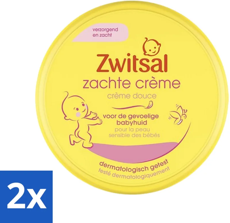 2 x Zwitsal - Zachte Crème - Babyverzorging - Huidvriendelijke pH - Hydraterend - 200 ml - Babyhuid Verzorging - Zwitsal Crème - Hydraterende Crème - Vitamine E - Huidvriendelijk de Zwitsal – photo produit