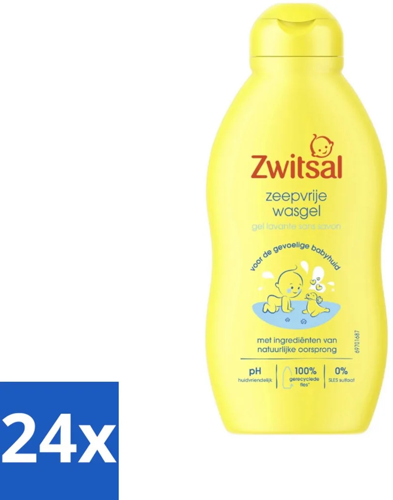 24 x Zwitsal - Babyverzorging - Zeepvrije Wasgel - Voor de Gevoelige Babyhuid - 200 ml - Babywasgel - Babyhuid - Gevoelige Babyhuid - Milde Reiniging - SLES-vrij van Zwitsal – productfoto