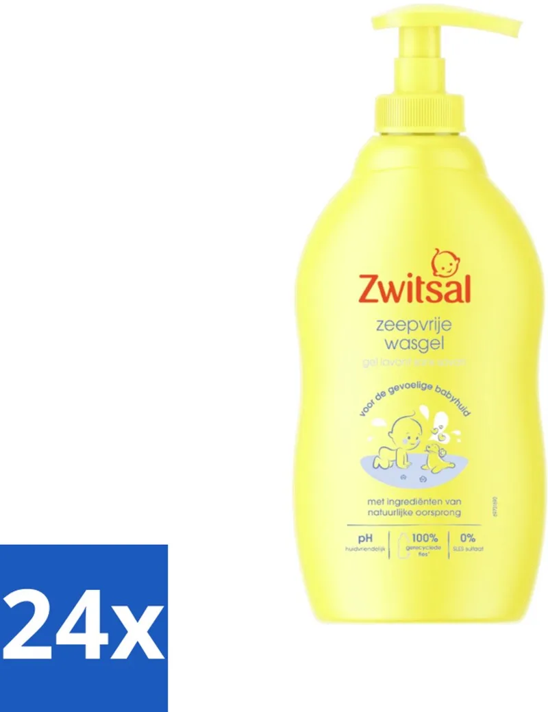 24 x Zwitsal - Babyverzorging - Zeepvrije Wasgel - Voor de Gevoelige Babyhuid - 400 ml - Babywasgel - Babyhuid - Milde Reiniging - SLES-vrij - Natuurlijke Ingrediënten by Zwitsal – product photo