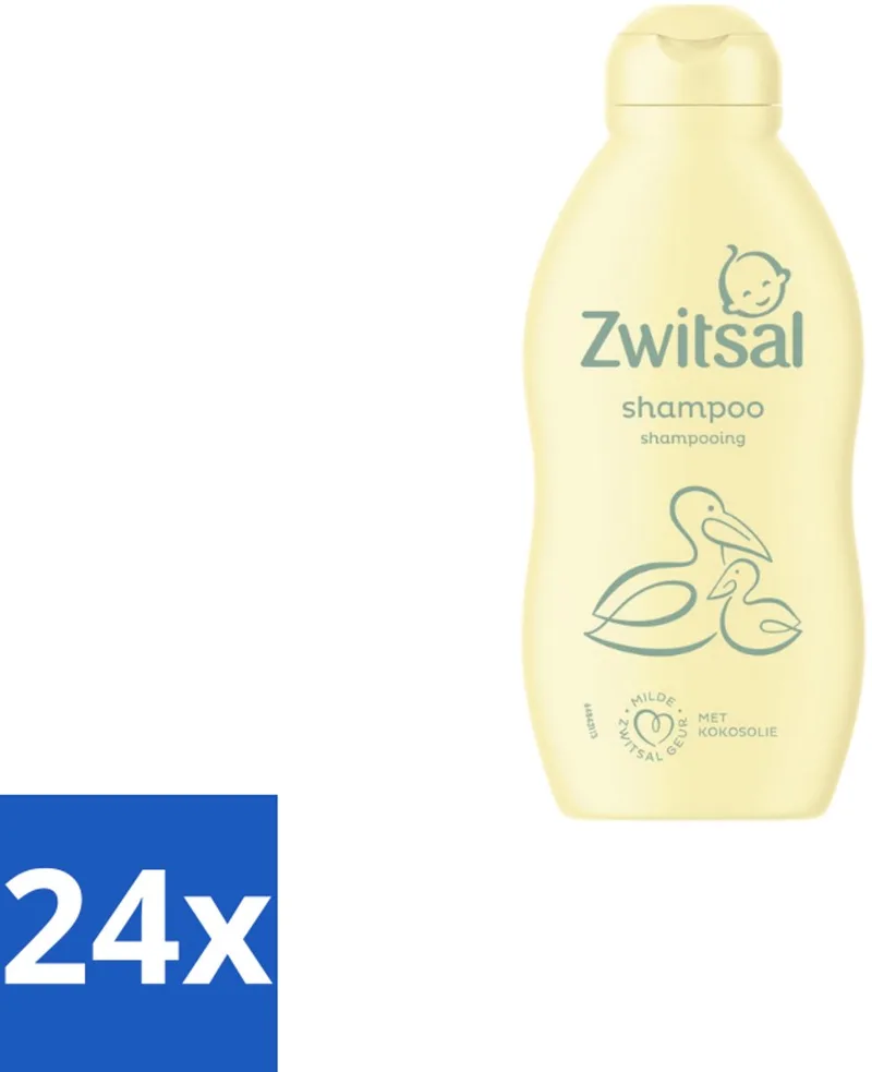 24 x Zwitsal Shampoo 200 ml - Baby Shampoo - Zwitsal Baby Shampoo - Baby Haar Reinigen - Babyhuid Beschermen - Anti-prik Shampoo van Zwitsal – productfoto