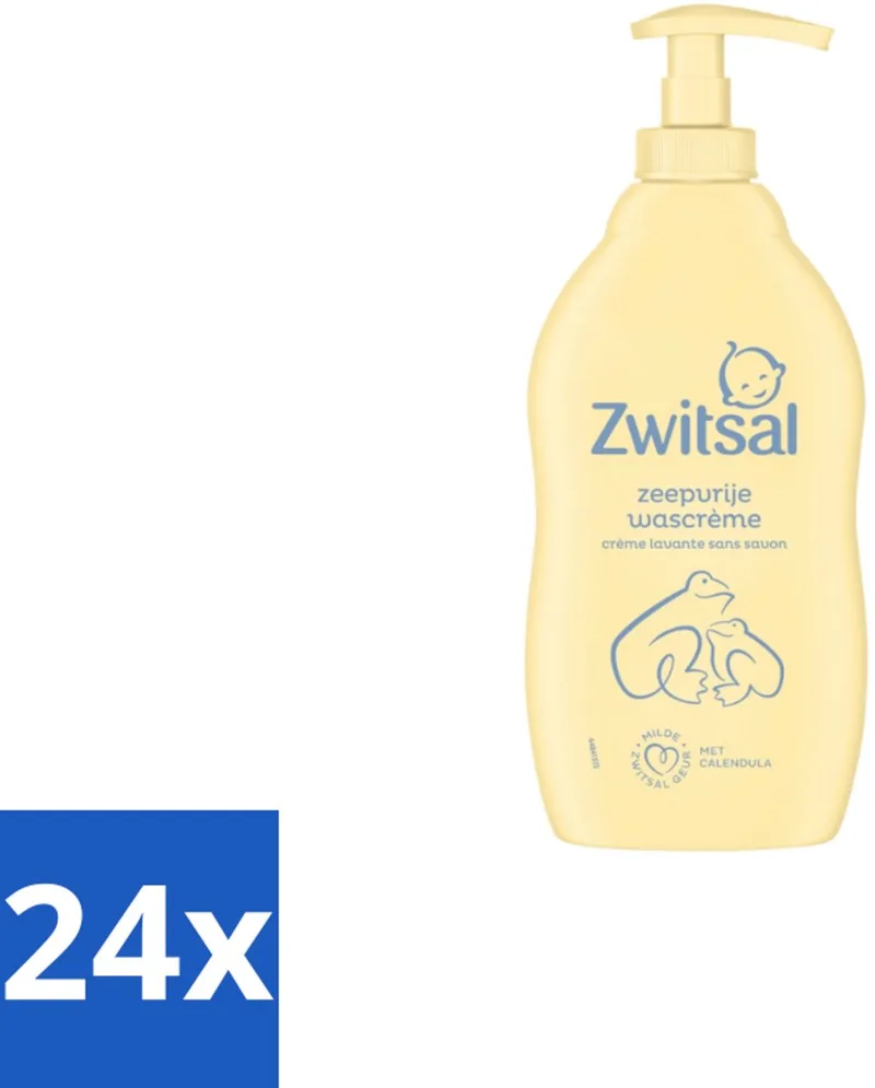 24 x Zwitsal – Wascrème – Zeepvrij – 400 ml - Babywasmiddel - Zeepvrije Wascrème - Zwitsal Wascrème - Babyhuid Verzorging - Zwitsal Crème van Zwitsal – productfoto