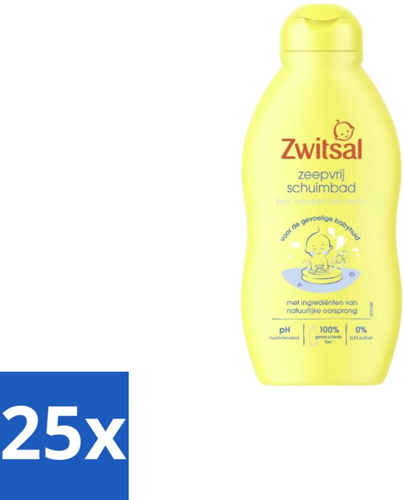 25 x Zwitsal – Schuimbad – Zeepvrij – 200 ml - Baby Bad - Zeepvrij Schuimbad - Babyhuid Verzorging - Babyhuid Bescherming - Schuimbad Baby van Zwitsal – productfoto