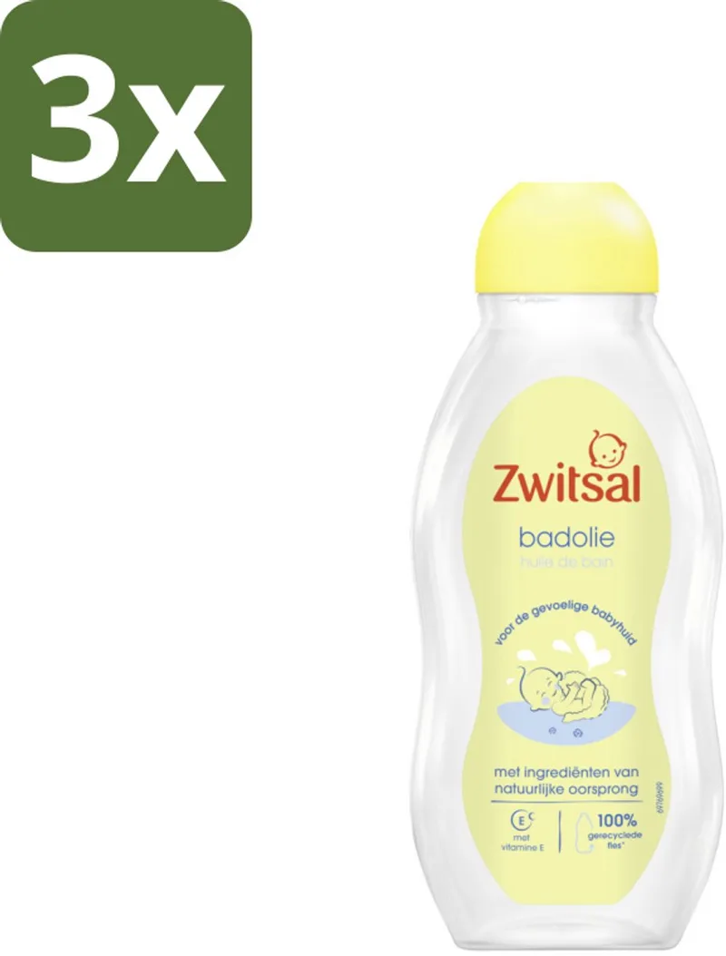 3 x Zwitsal Badolie 200 ml - Badolie Voor Baby - Droge Huid - Babyhuid Verzorging by Zwitsal – product photo