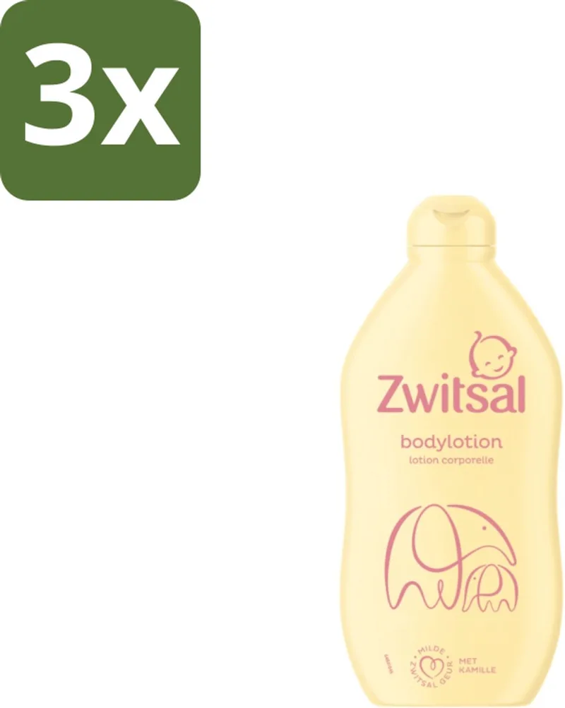 3 x Zwitsal – Bodylotion – Verzorgend – 400 ml - Babyhuid Verzorging - Kinderhuid - Gevoelige Huid - Droge Huid - Hydratatie van Zwitsal – productfoto