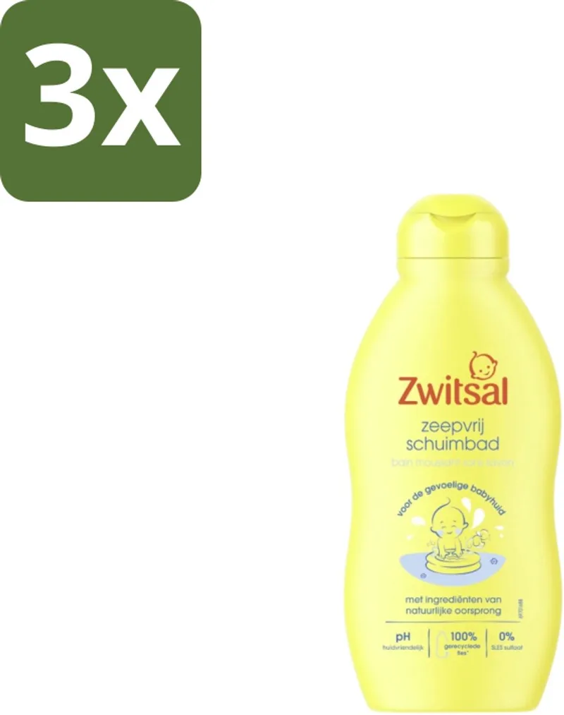 3 x Zwitsal – Schuimbad – Zeepvrij – 200 ml - Baby Bad - Zeepvrij Schuimbad - Babyhuid Verzorging - Babyhuid Bescherming - Schuimbad Baby van Zwitsal – productfoto