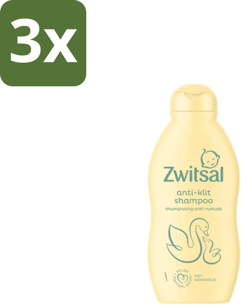 3 x Zwitsal Shampoo Anti-Klit 200 ml - Anti-klit Shampoo - Baby Haar Verzorging by Zwitsal – product photo