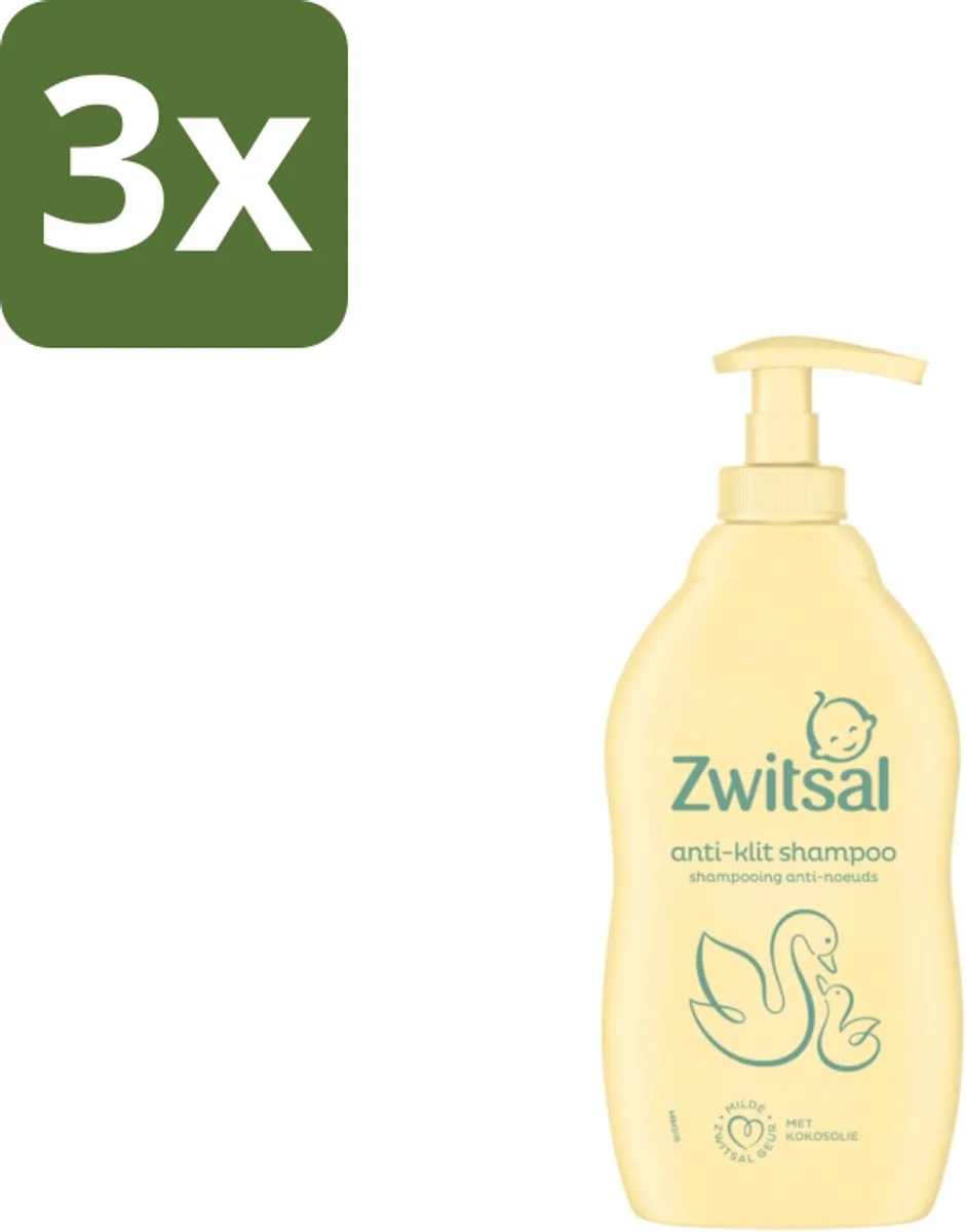 3 x Zwitsal – Shampoo – Anti-Klit – 400 ml - Baby Shampoo - Anti-klit Shampoo från Zwitsal – produktbild