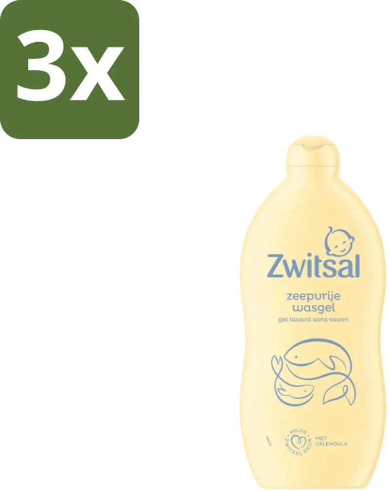 3 x Zwitsal Wasgel 700 ml - Baby Wasgel - Zeepvrije Wasgel - Babyhuid Verzorging - Calendula Wasgel - Anti-prik Wasgel de Zwitsal – photo produit