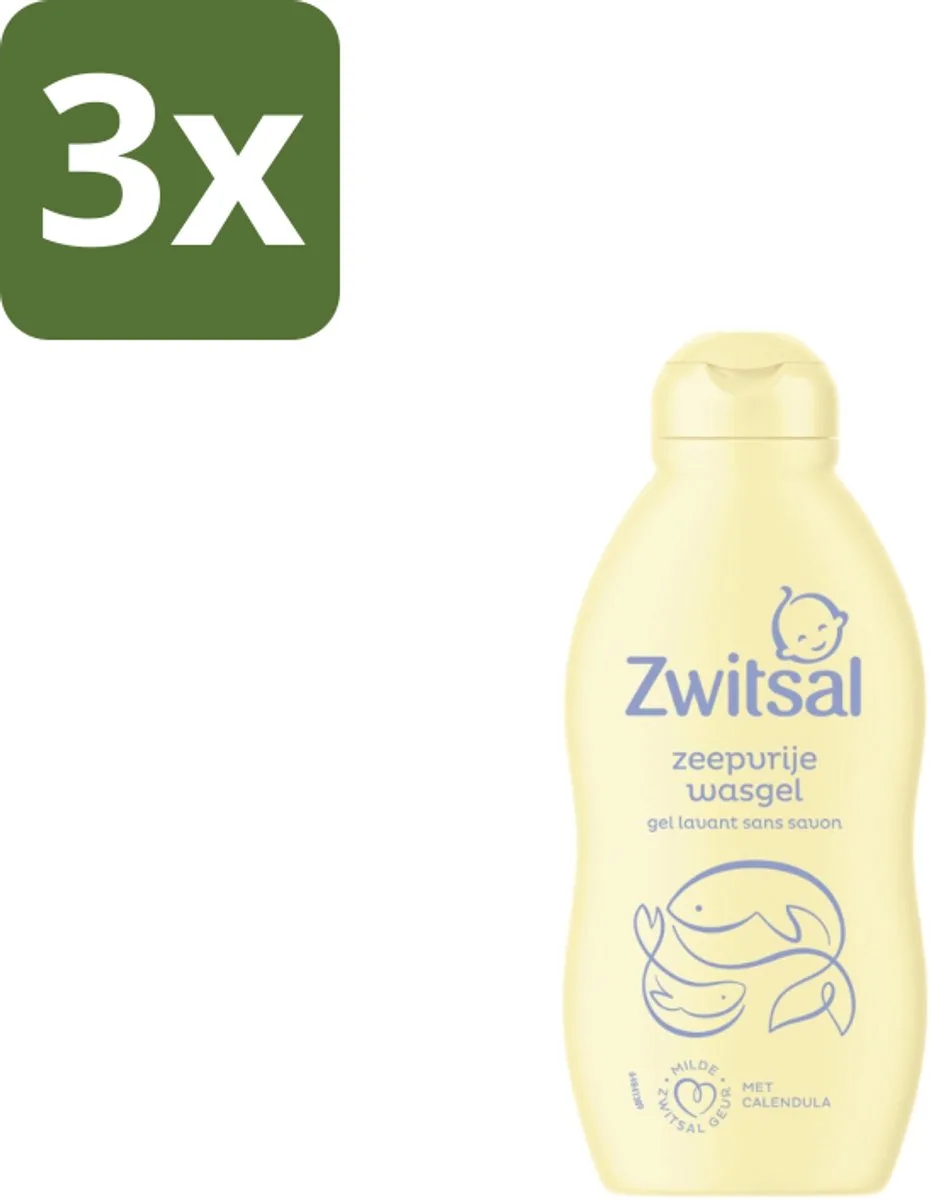 3 x Zwitsal Zeepvrije Wasgel 200 ml - Baby Wasgel - Zeepvrije Wasgel - Babyhuid - Wasgel Baby - Anti-prik Wasgel från Zwitsal – produktbild