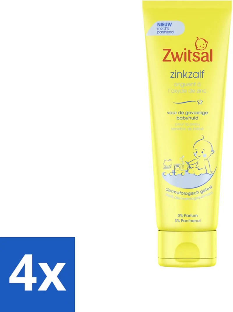 4 x Zwitsal 0% Parfum - Babyverzorging - Zinkzalf - Voor de Gevoelige Babyhuid - 100 ml - Babyhuid - Luieruitslag - Zinkzalf - Babyverzorging - Gevoelige Huid de Zwitsal – photo produit