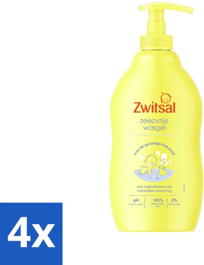 4 x Zwitsal - Babyverzorging - Zeepvrije Wasgel - Voor de Gevoelige Babyhuid - 400 ml - Babywasgel - Babyhuid - Milde Reiniging - SLES-vrij - Natuurlijke Ingrediënten från Zwitsal – produktbild