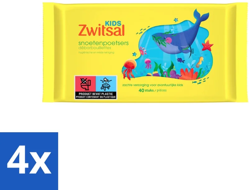 4 x Zwitsal Kids - Snoetenpoetsers - Voor Handjes en Snoetjes - 40 Doekjes - Zwitsal Kids - Snoetenpoetsers - Babydoekjes - Babyhuid - Zachte Doekjes by Zwitsal – product photo