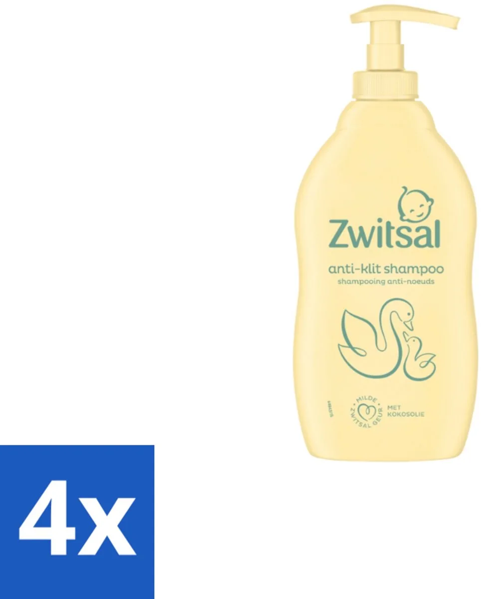 4 x Zwitsal – Shampoo – Anti-Klit – 400 ml - Baby Haar Reinigen - Anti-klitten Shampoo - Babyhuid Beschermen - Zachte Babyhaartjes - Kammen Zonder Klitten by Zwitsal – product photo