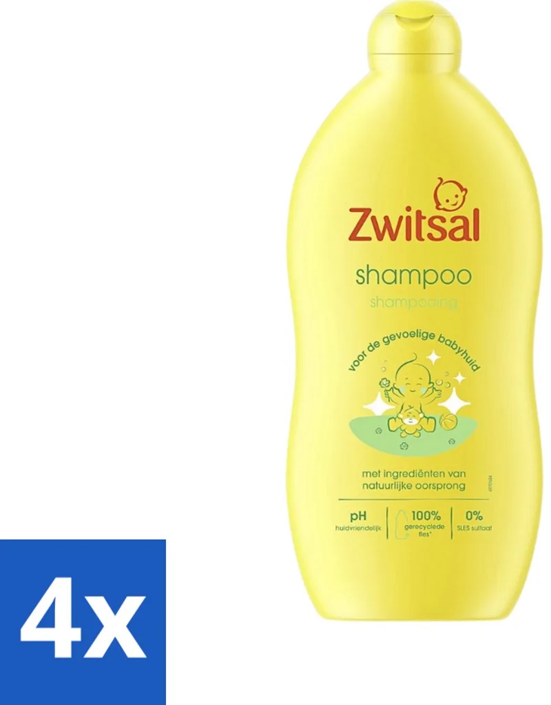 4 x Zwitsal - Shampoo - Mild - Voor Dagelijks Gebruik - 700 ml - Baby Shampoo - Mild Shampoo - Anti-prik Shampoo fra Zwitsal – produktbillede
