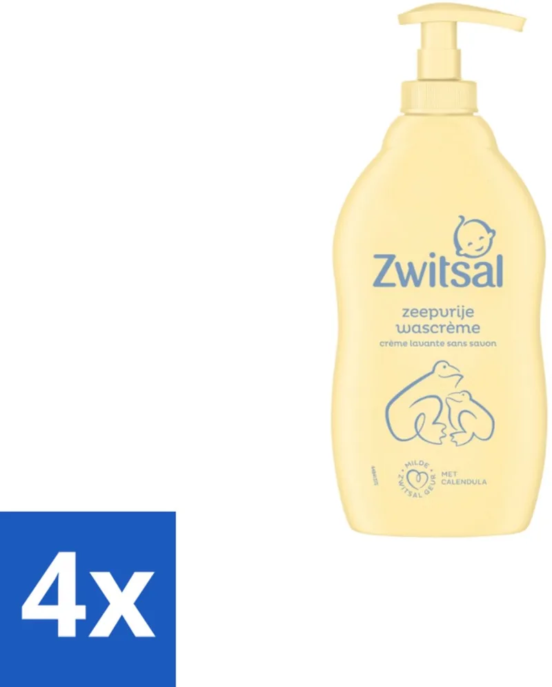 4 x Zwitsal – Wascrème – Zeepvrij – 400 ml - Babywasmiddel - Zeepvrije Wascrème - Zwitsal Wascrème - Babyhuid Verzorging - Zwitsal Crème de Zwitsal – photo produit