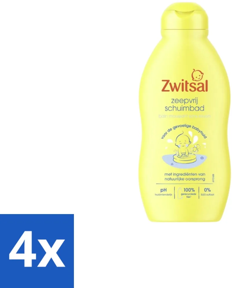 4 x Zwitsal - Zeepvrij Schuimbad - Voor een Zachte Babyhuid - 200 ml - Babybad - Babyzeep - Schuimbad - Gevoelige Huid - SLES-vrij by Zwitsal – product photo
