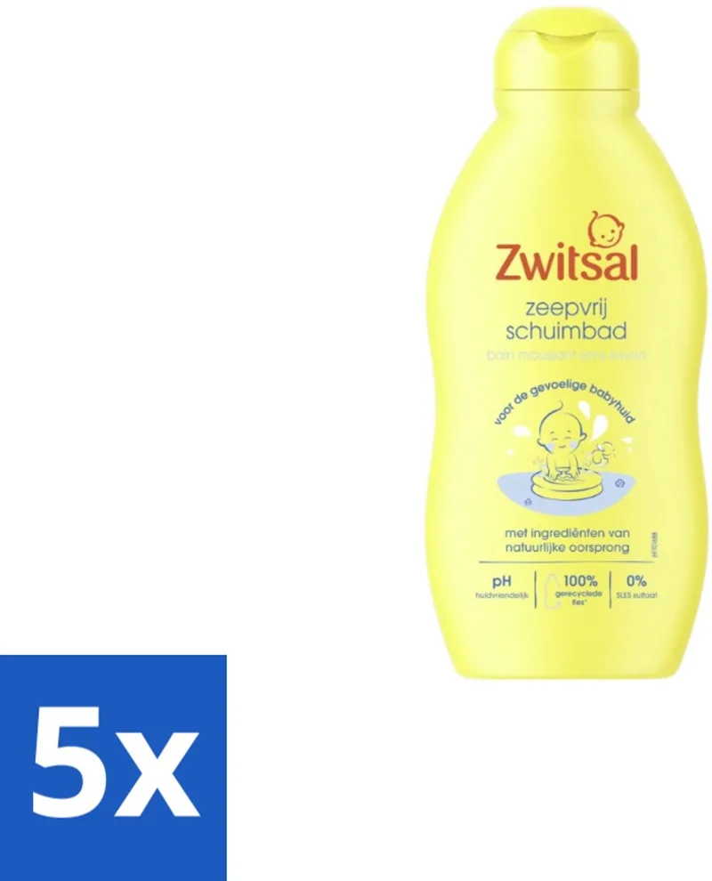 5 x Zwitsal – Schuimbad – Zeepvrij – 200 ml - Baby Bad - Zeepvrij Schuimbad - Babyhuid Verzorging - Babyhuid Bescherming - Schuimbad Baby by Zwitsal – product photo
