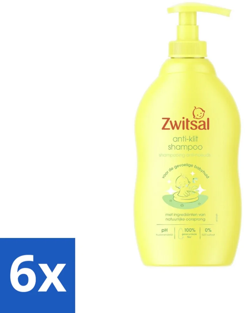6 x Zwitsal - Anti-Klit Shampoo - Voor Makkelijk Doorkambaar Haar - 400 ml - Baby Shampoo - Anti-klit Shampoo by Zwitsal – product photo