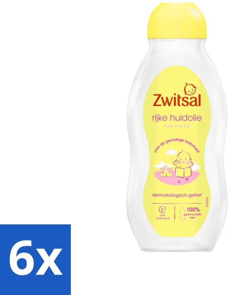 6 x Zwitsal - Babyverzorging - Rijke Huidolie Avocado - Voor de Gevoelige Babyhuid - 200 ml - Babyhuidverzorging - Avocado Olie - Babyolie - Gevoelige Babyhuid - Babymassage van Zwitsal – productfoto