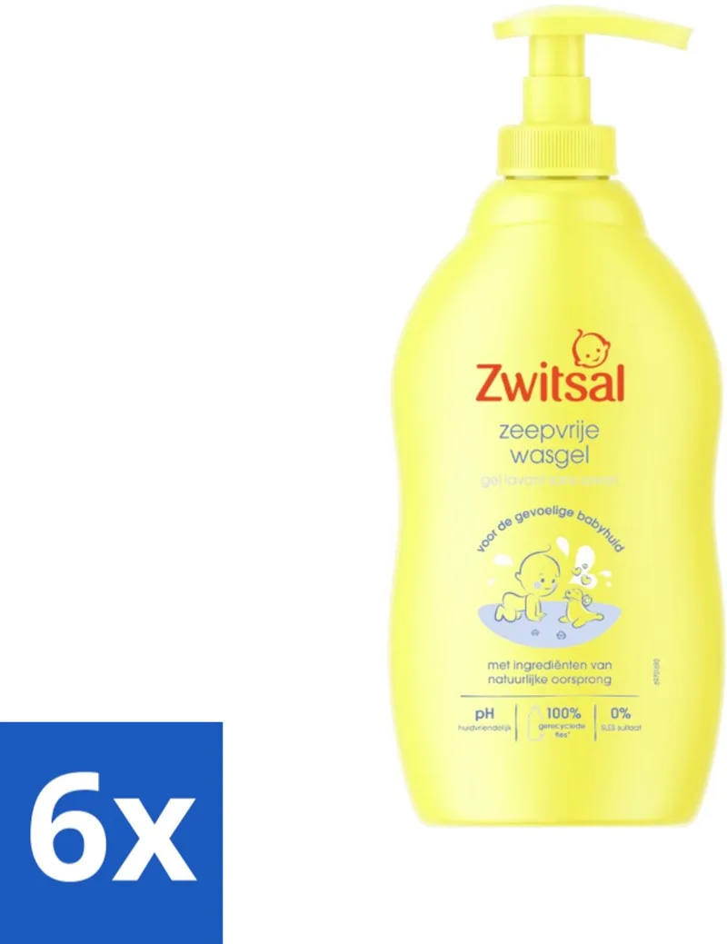 6 x Zwitsal - Babyverzorging - Zeepvrije Wasgel - Voor de Gevoelige Babyhuid - 400 ml - Babywasgel - Babyhuid - Milde Reiniging - SLES-vrij - Natuurlijke Ingrediënten de Zwitsal – photo produit