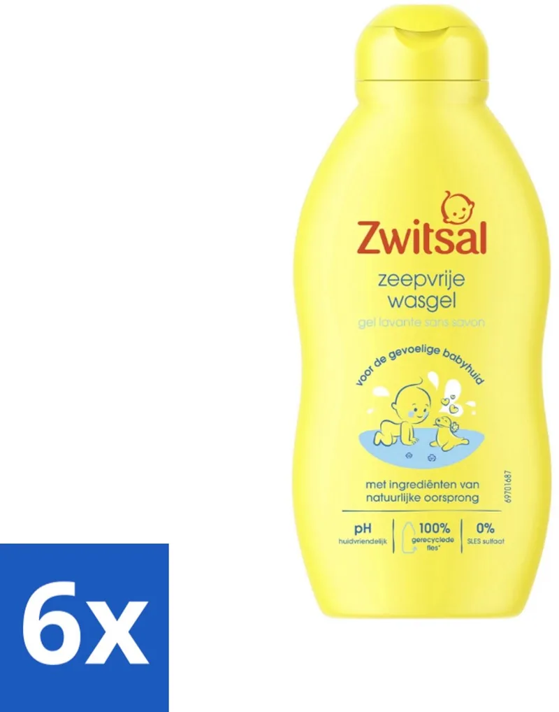6 x Zwitsal - Babyverzorging - Zeepvrije Wasgel - Voor de Gevoelige Babyhuid - 200 ml - Babywasgel - Babyhuid - Gevoelige Babyhuid - Milde Reiniging - SLES-vrij by Zwitsal – product photo