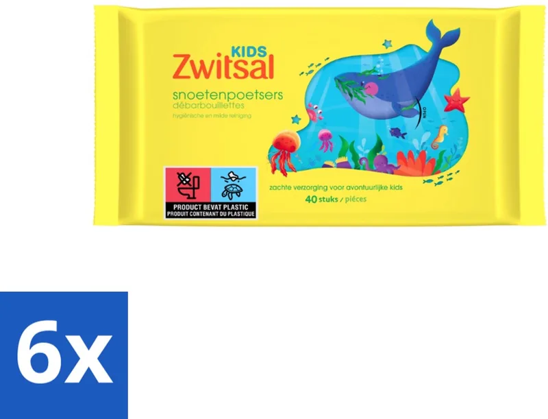 6 x Zwitsal Kids - Snoetenpoetsers - Voor Handjes en Snoetjes - 40 Doekjes - Zwitsal Kids - Snoetenpoetsers - Babydoekjes - Babyhuid - Zachte Doekjes by Zwitsal – product photo