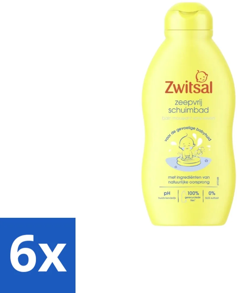6 x Zwitsal – Schuimbad – Zeepvrij – 200 ml - Babybad - Zeepvrij Schuimbad - Babyhuid Verzorging - Zachte Bad - Huidbescherming van Zwitsal – productfoto