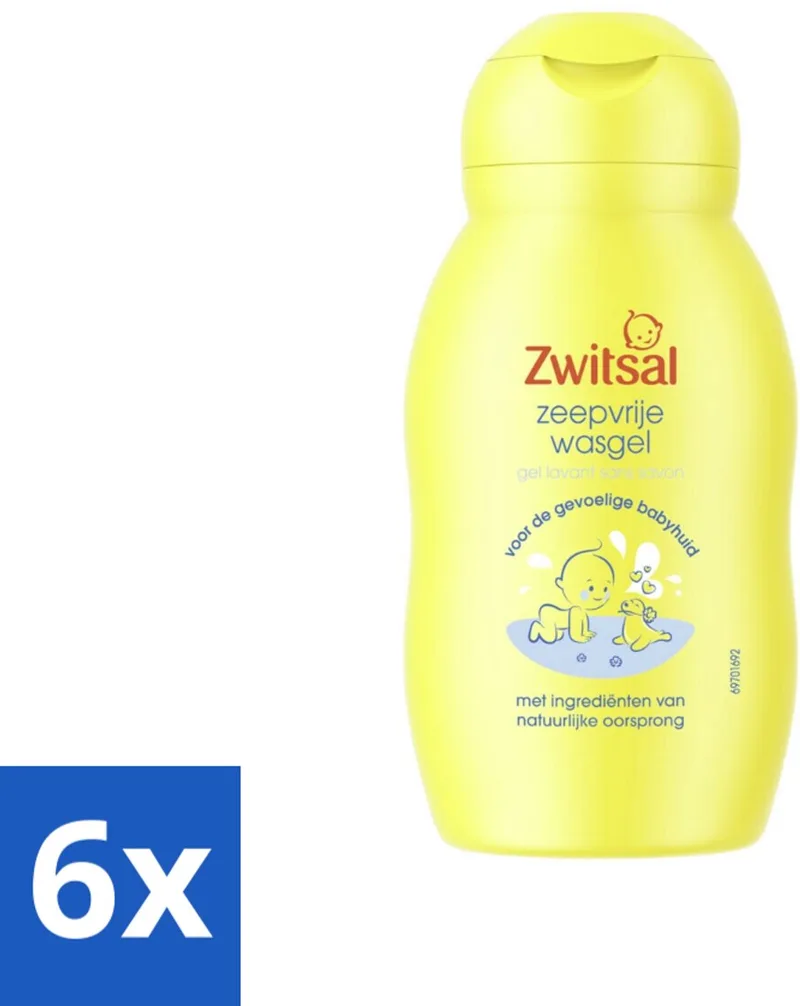 6 x Zwitsal - Wasgel Mini - Zeepvrij & Mild - 75 ml - Reisformaat - Babywasgel - Babybad - Zachte Babywas - Hypoallergeen Babyproduct - Zeepvrije Babywas by Zwitsal – product photo
