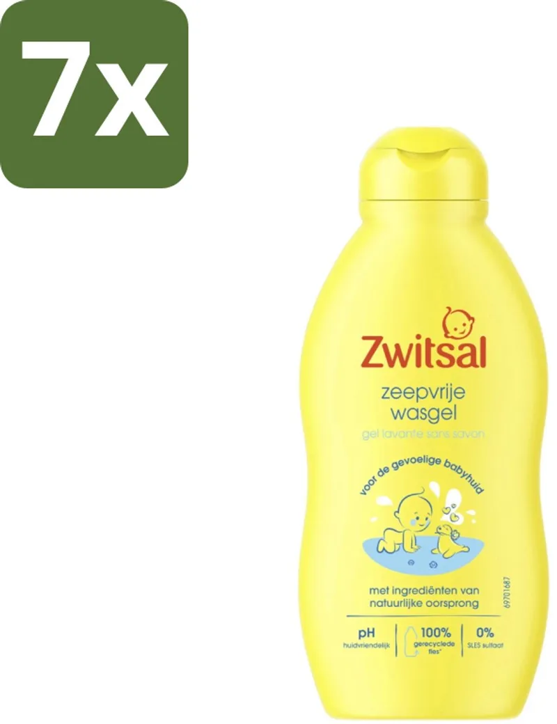 7 x Zwitsal - Babyverzorging - Zeepvrije Wasgel - Voor de Gevoelige Babyhuid - 200 ml - Babyhuid Verzorging - Zeepvrije Wasgel - Baby Wasgel - Gevoelige Huid - Anti-prik Wasgel van Zwitsal – productfoto