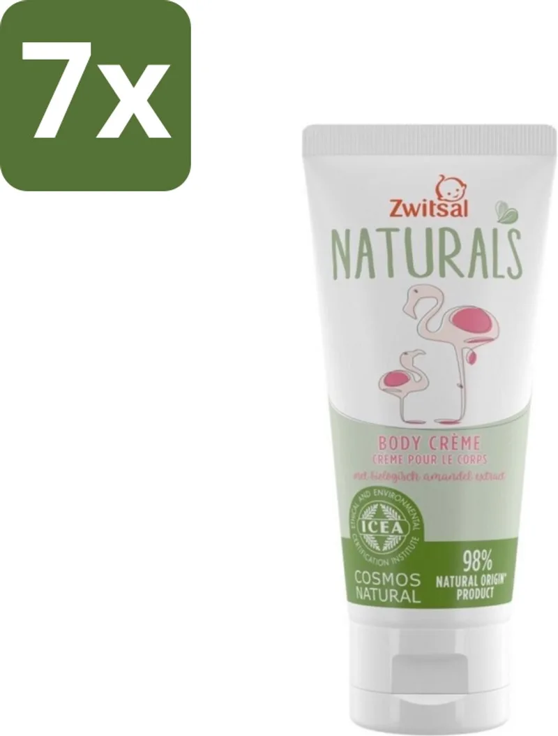 7 x Zwitsal Naturals - Babyverzorging - Body Crème met Amandel Extract - Natuurlijke Ingrediënten - 100 ml - Babyhuid Verzorging - Natuurlijke Crème - Amandelextract - Cacaoboter - Baby Crème by Zwitsal – product photo