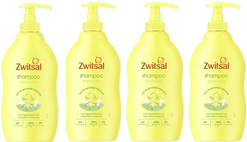 Anti-Klit Shampoo - Baby - met anti-prik formule en ingrediënten van natuurlijke oorsprong - 4 x 400 ml van Zwitsal – productfoto