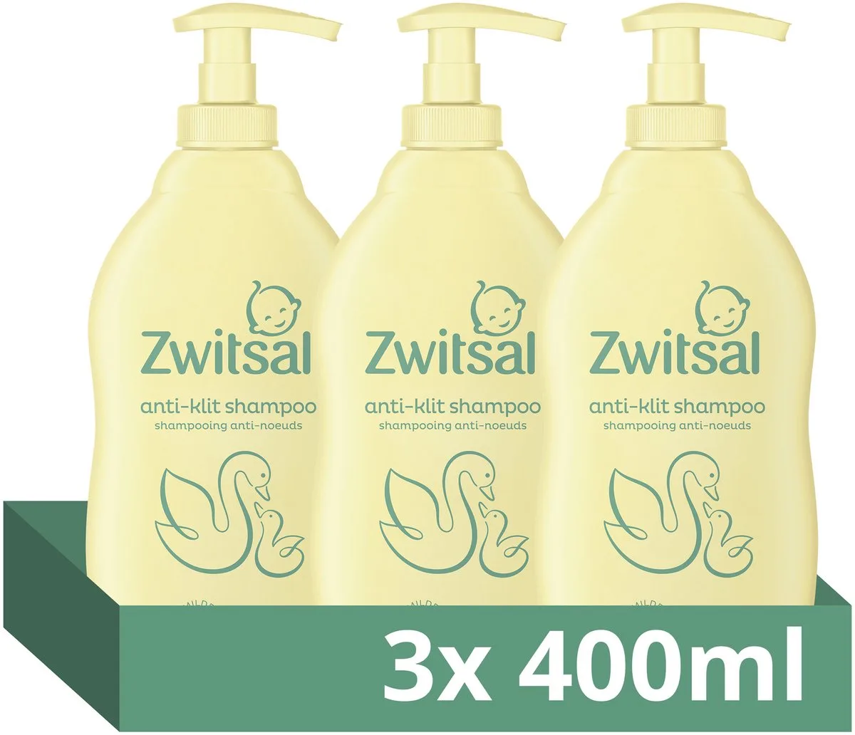 Anti-Klit Shampoo - Baby - prikt niet in de oogjes en helpt het babyhuidje te beschermen - 3 x 400 ml de Zwitsal – photo produit