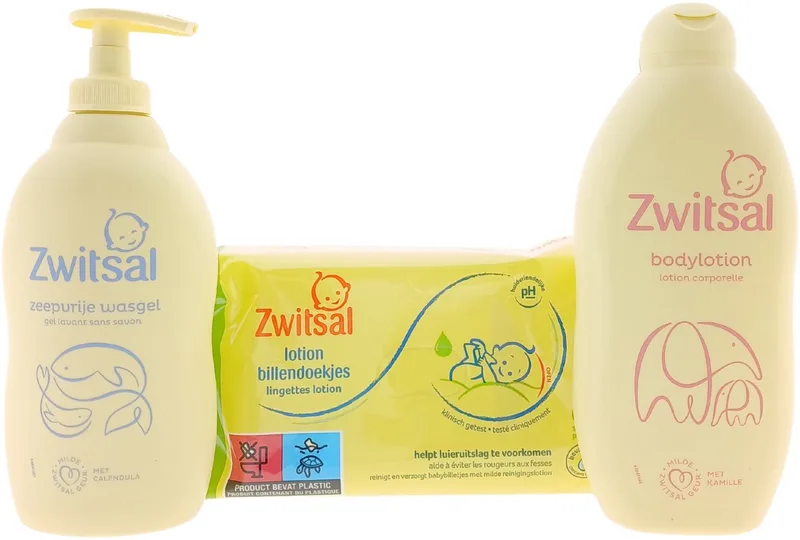 Baby Cadeauset - Kraamcadeau - Shampoo - Bodylotion - Billendoekjes by Zwitsal in Yellow – product photo