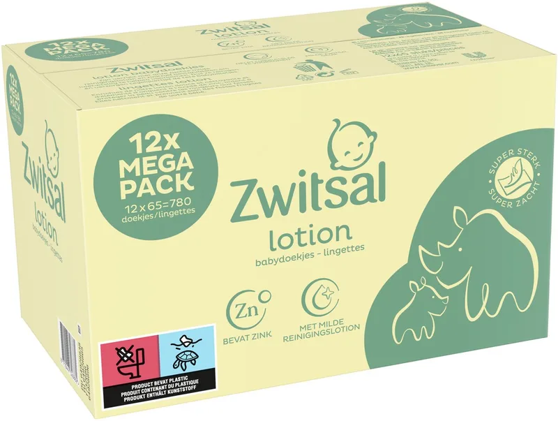 Billendoekjes Lotion - 12 x 65 - 780 babydoekjes van Zwitsal – productfoto
