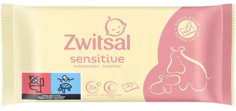 Billendoekjes Sensitive - 1 x 57 - 57 babydoekjes van Zwitsal – productfoto