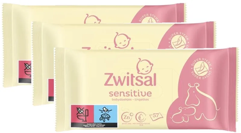 billendoekjes sensitive 3 x 57 Stuks van Zwitsal – productfoto